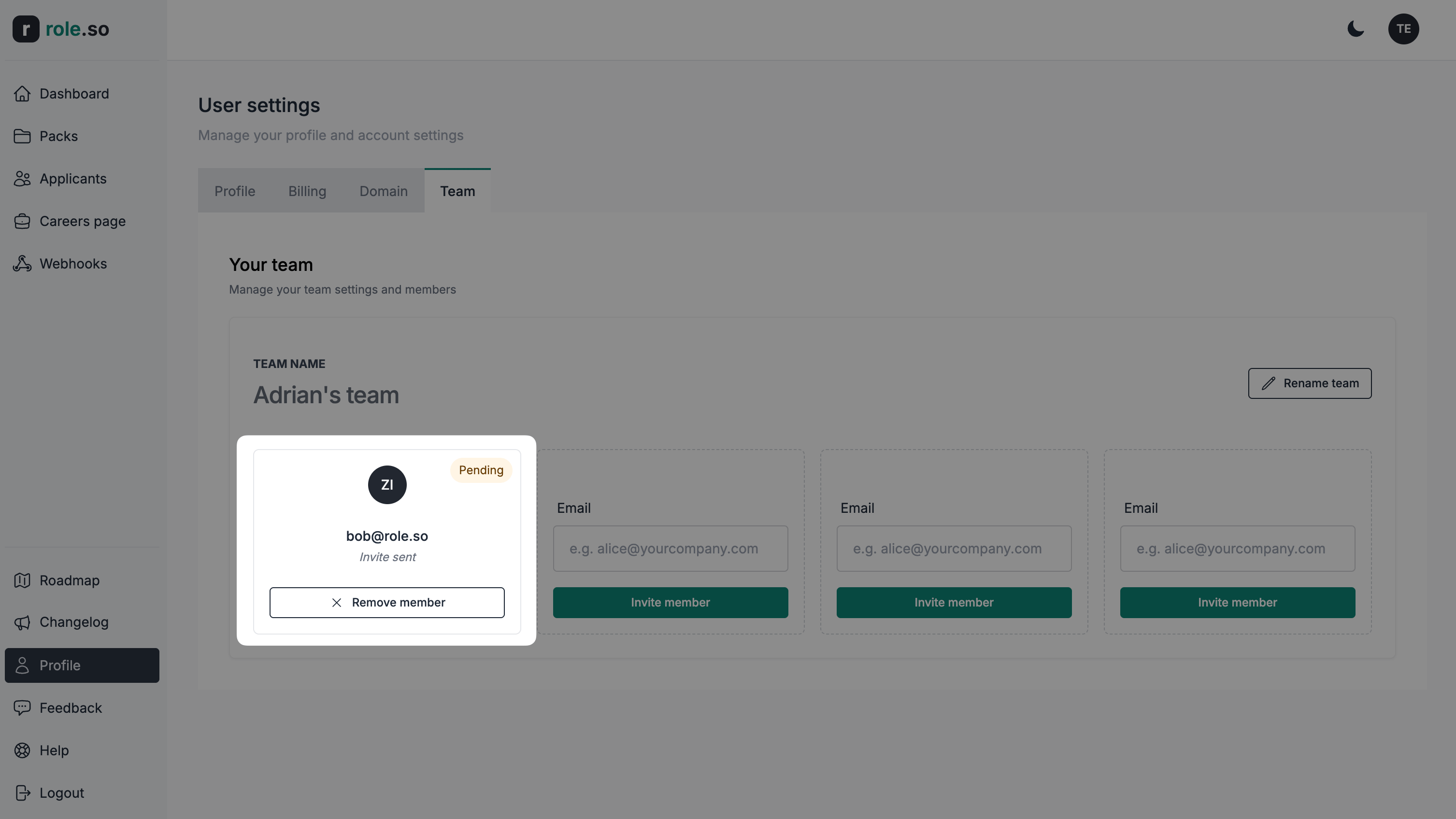 Pending invite